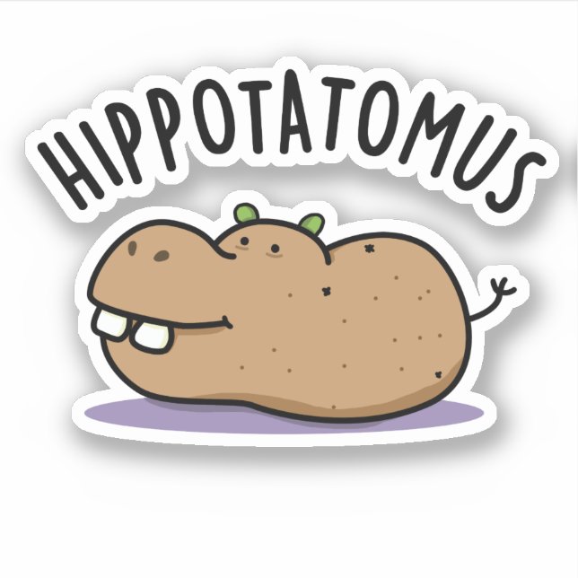 Angesagt-Potato-mus Funny Hippo Pun Aufkleber (Vorderseite)