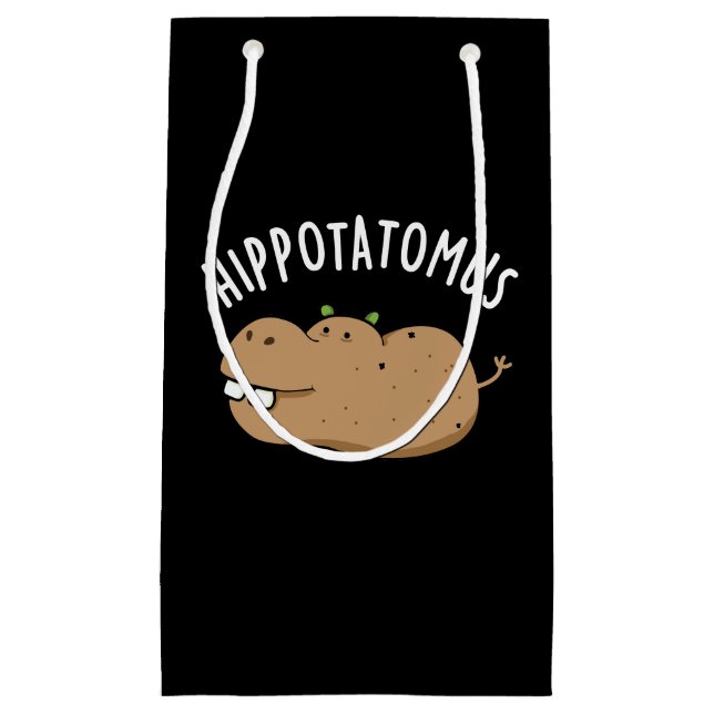 Angesagt-Potato-mus Funny Hippo Pun Dark BG Kleine Geschenktüte (Vorderseite)