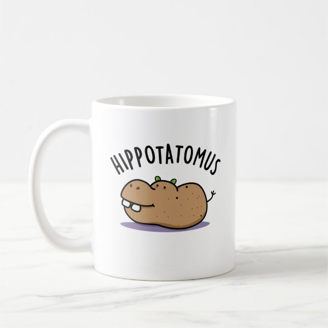 Angesagt-Potato-mus Funny Hippo Pun Kaffeetasse (Links)