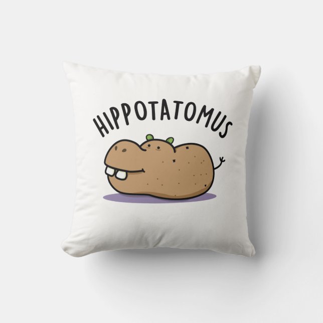 Angesagt-Potato-mus Funny Hippo Pun Kissen (Vorderseite)