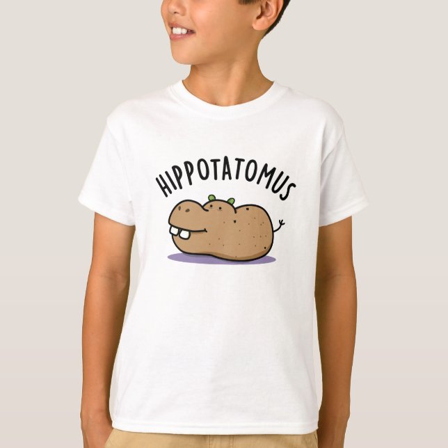 Angesagt-Potato-mus Funny Hippo Pun T-Shirt (Vorderseite)