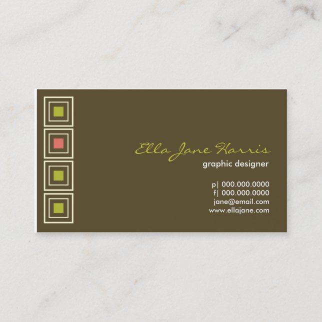 Angesagt quadratische Schokoladen-Geschäfts-Karte Visitenkarte (Vorderseite)