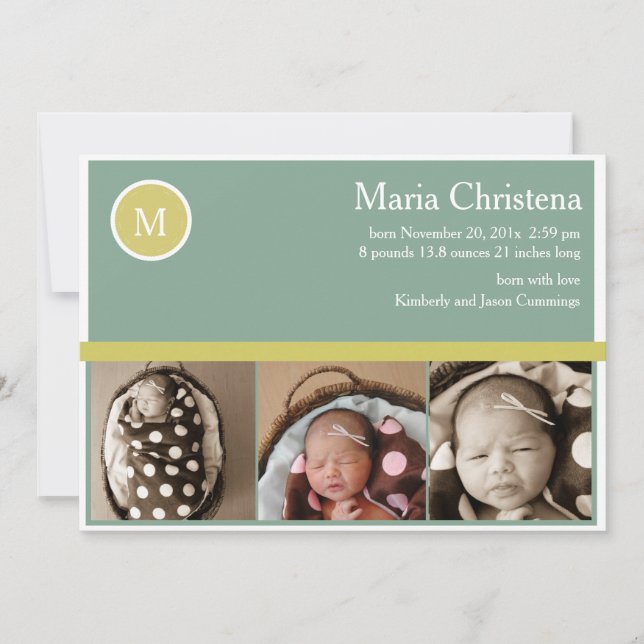 Angesagt Sage Green Newborn Foto Geburtsankündigun Ankündigung (Vorderseite)