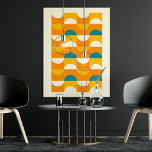 Angesagte Abstrakte Halbkreise Wavy Mosaik Art Mus Poster<br><div class="desc">Schöne zeitgenössische orange, Elfenbeincreme creme cremefarben, sonnig gelb und aquamarin blau grün, wellenförmige geometrische Halbkreise und Quadrat Muster. Elegantes, stilvolles und eklektisches minimalistisches Design für den künstlerischen angesagten Trendsetter, Vintage Retro-Kunststil oder abstrakten geometrischen Motivliebhaber. Entdecken Sie dieses Design mit den Farben der Innendekoration und dekorieren Sie Ihre Wand mit etwas...</div>