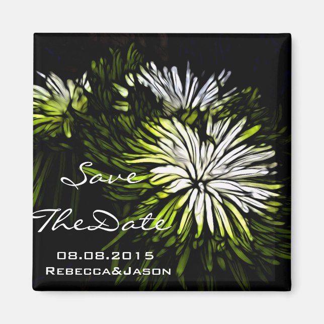 Angesagte böhmisch-grüne Chrysanthemum Hochzeit Magnet (Vorne)