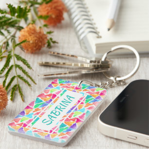 Angesagte Dreiecke Polygon Mosaik Wasserfarben Kun Schlüsselanhänger