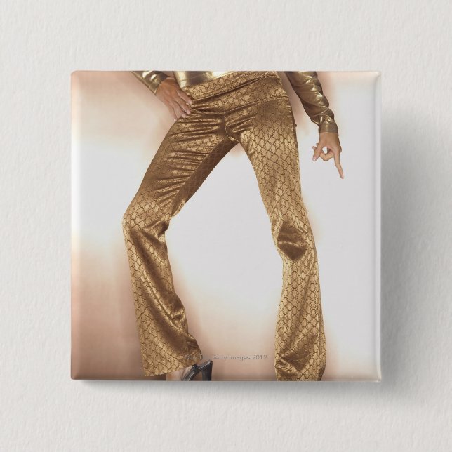 Angesagte Golddisco Button (Vorderseite)