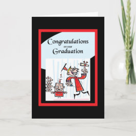 Angesagte Graduate and Fun Red and Black Abschluss Karte