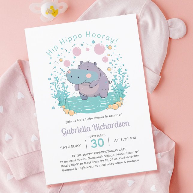 Angesagte Hippo Hooray Gender Neutral Baby Dusche Einladung (Hip Hippo Hooray Gender Neutral Baby Shower)