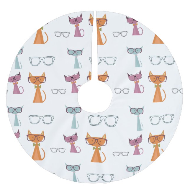 Angesagte Katzen Weihnachten Polyester Weihnachtsbaumdecke (Vorderseite)