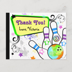 Angesagte und bunte Bowlings-Anmerkungs-Karte Dankeskarte