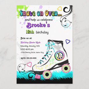 Angesagte und farbenfrohe Roller Skate Einladung