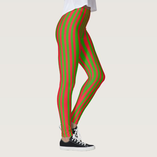 Angesagte Weihnachts-Grüne Streifen Muster Frauen Leggings (Rechts)
