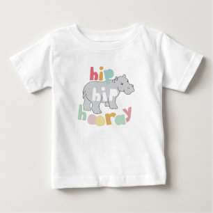 Angesagter Angesagter Hooray, Grau Hippo Zeichnend Baby T-shirt