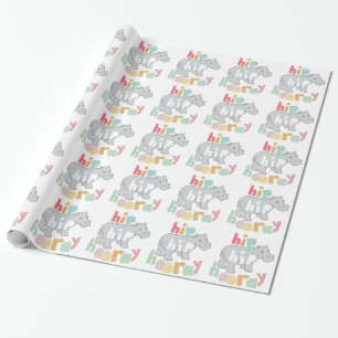 Angesagter Angesagter Hooray, Grau Hippo Zeichnend Geschenkpapier