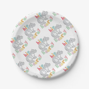 Angesagter Angesagter Hooray, Grau Hippo Zeichnend Pappteller