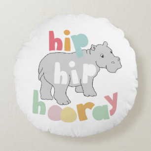 Angesagter Angesagter Hooray, Grau Hippo Zeichnend Rundes Kissen