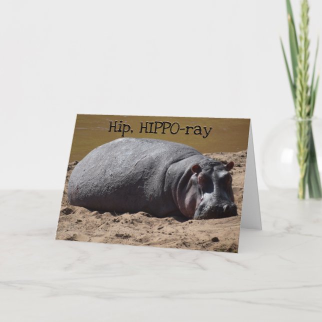 Angesagter Angesagter Hooray Hippo Geburtstag Karte (Vorderseite)