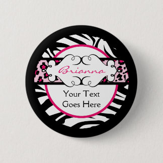 Angesagter heißes Rosa-und Schwarz-Tierdruck-Knopf Button