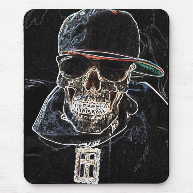 Angesagter Hopfenneonschädel Mousepad (Vorne)