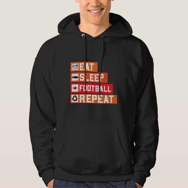 Angesagter Schlaf Fußball Wiederholung einfache Tr Hoodie (Vorderseite)