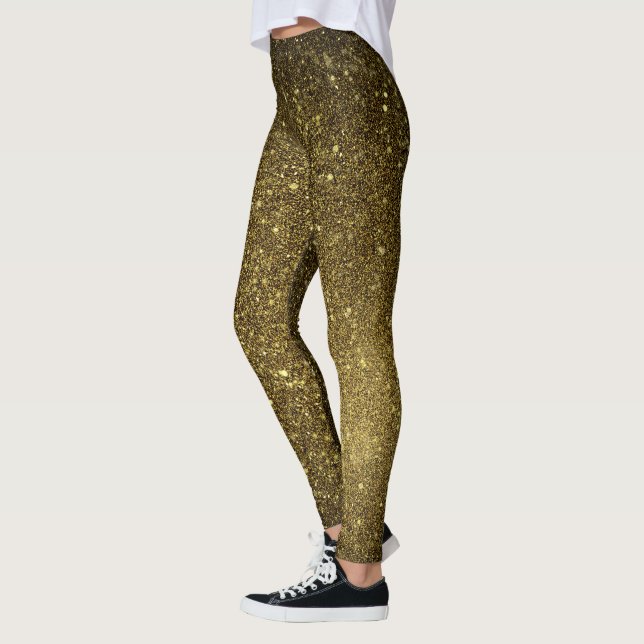 Angesagter sexy Hintern Golden Black Glitzer Leggi Leggings (Links)