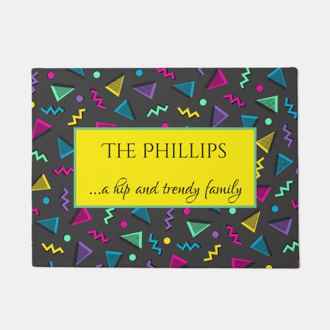 Angesagter und trendiger 80er Style Retro Empfang Fußmatte (Vorderseite)