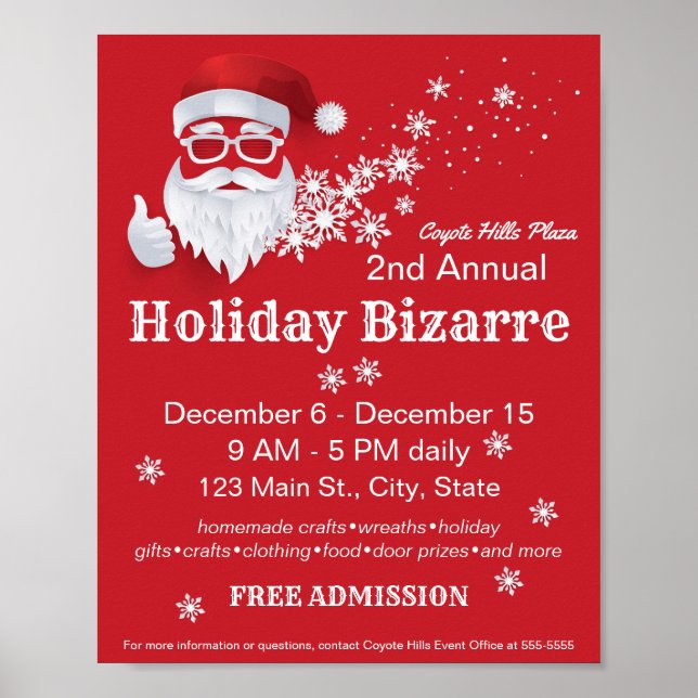 Angesagter Weihnachtsmann Papercut am Roten Weihna Poster (Vorne)