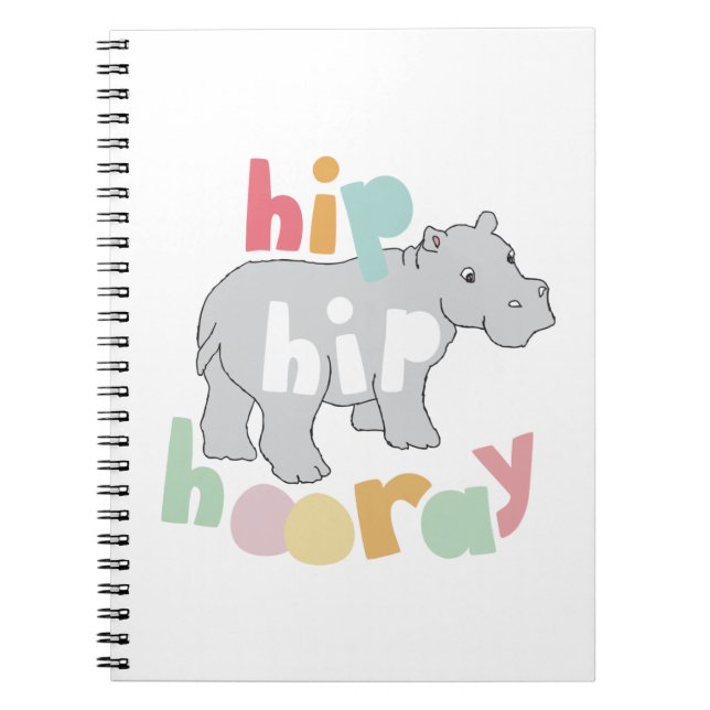 Angesagtes Angesagtes Hooray Gray Hippo Zeichnend  Notizblock (Vorderseite)