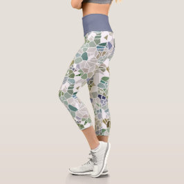 Angesagtes Aquamarines Blue Gran Schwarzes Terrazz Capri Leggings