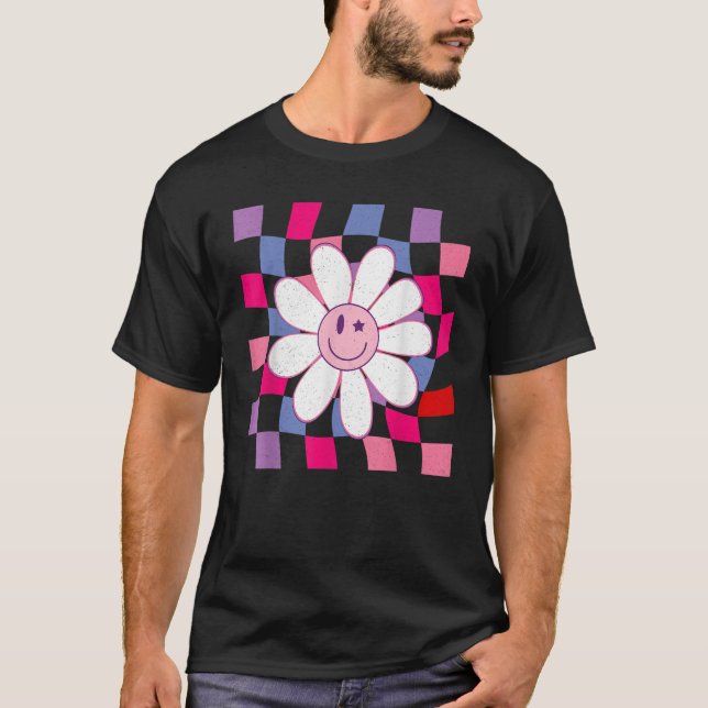 Angesagtes Checkered Lächeln Happy Face Wavy Check T-Shirt (Vorderseite)