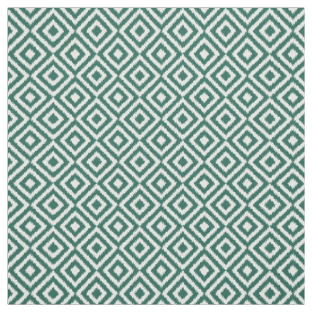 Angesagtes dunkelgrünes Ikat Diamond Squares Mosai Stoff (Muster)
