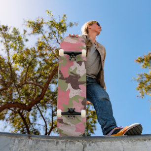 Angesagtes Fun Militär Green Pink Camouflage Art M Skateboard