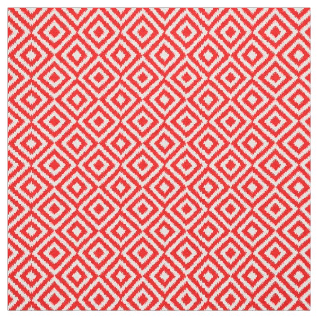 Angesagtes, helles rotes Ikat-Diamantquadrat Mosai Stoff (Muster)