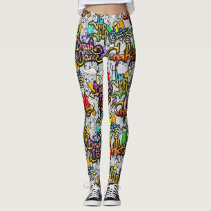 Angesagtes Hopfengraffiti-Muster Leggings