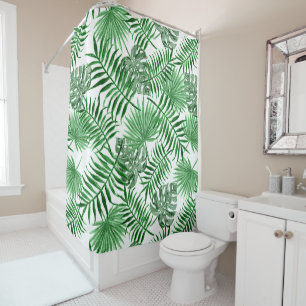 Angesagtes Retro Tropical Green Palm Leafmuster Duschvorhang
