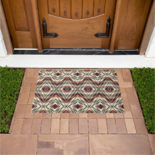 Angesagtes Taupe Brown Olive Grüne Ethnic Kilim Ku Fußmatte