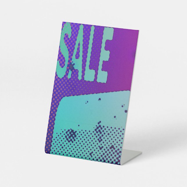 Angesagtes und grungy Sale mit Neonelementen Sockelschild (Vorderseite)