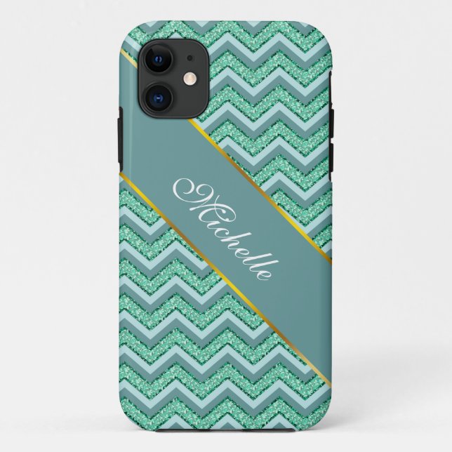 Angesicht Emerald Zickzack Pattern Case-Mate iPhone Hülle (Rückseite)