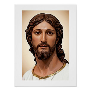 ANGESICHT JESU MIT SCHÖNEN FREUNDLICHEN AUGEN DER POSTER