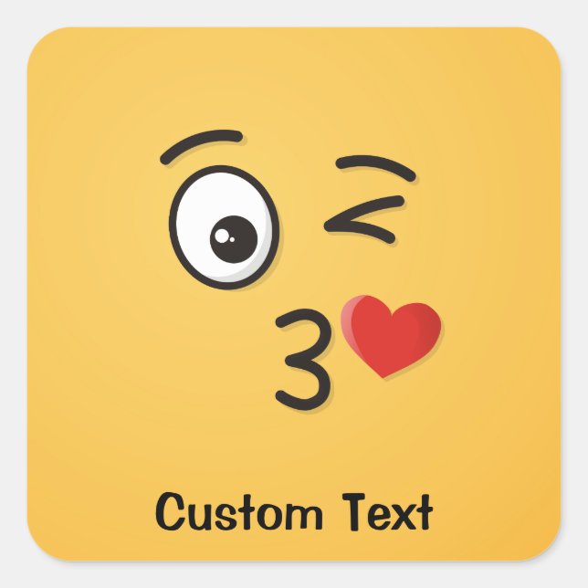 Angesicht mit einem Kuss-Klassiker-Rundsticker Quadratischer Aufkleber (Vorderseite)