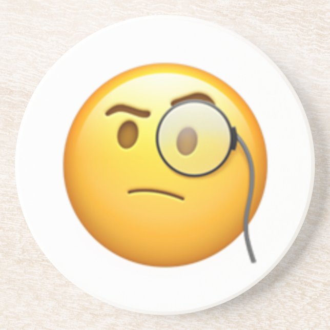 Angesicht mit Monocle - Emoji Sandstein Untersetzer (Vorne)