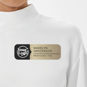 Angestellte Black Metallic Alt Gold Logo Magnetic Namensschild