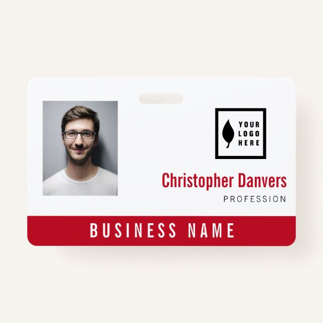 Angestellte des Logobüros in Reinrot hinzufügen Ausweis (Vorderseite)