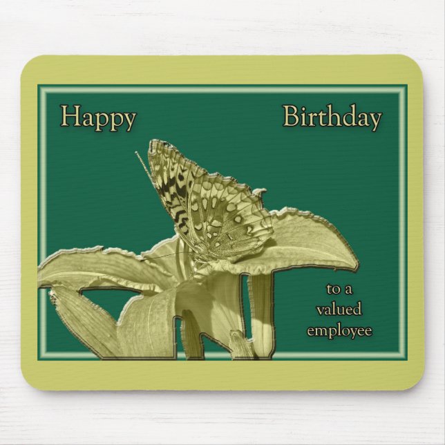 Angestellter Birthday Butterfly Mousepad (Vorne)