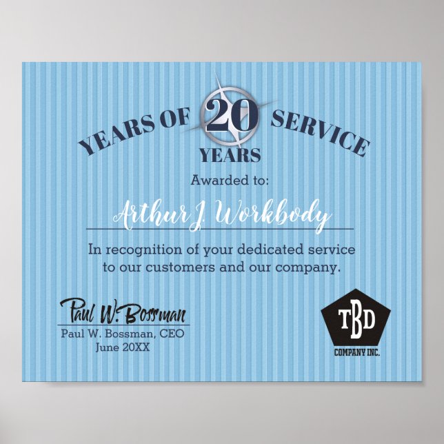 Angestellter des Monatszertifikats für die Embosse Poster (Vorne)