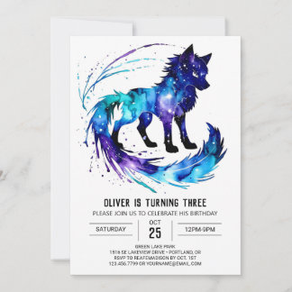 Angestrichen Simple Wolf Digital Boy Geburtstag Einladung