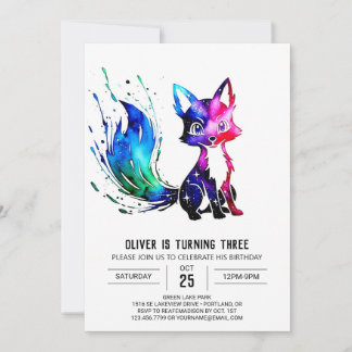 Angestrichene einfache Fox Digital Boy Geburtstag Einladung