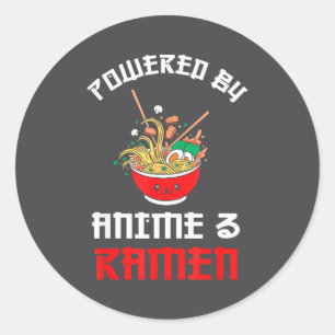 Angetrieben von Anime und Ramen, Lustiger Anime-Nu Runder Aufkleber