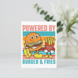 ANGETRIEBEN VON BURGER UND POMMES - FAST FOOD LIEB POSTKARTE